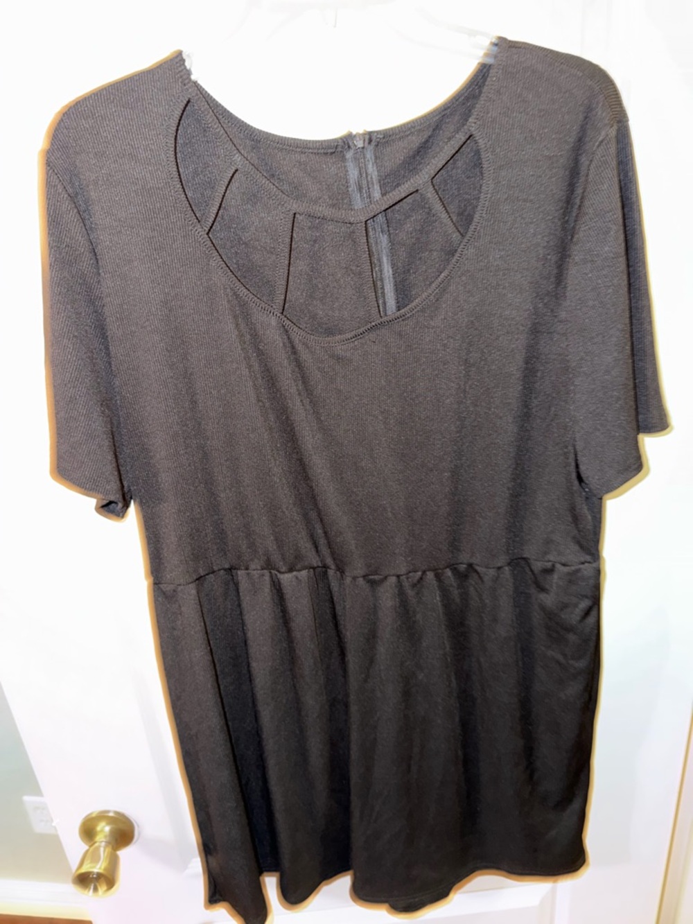 Black Short Sleeve Babydoll romper with Cutout Neck